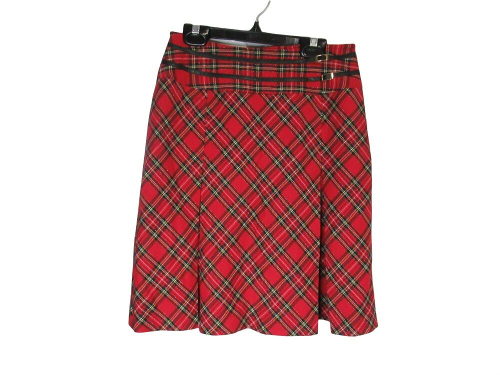 J.Jong Red Plaid Skirt